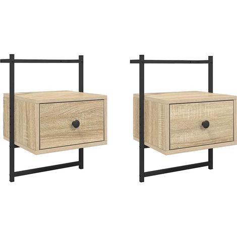 Maison Exclusive - Table de chevet murale 2 pcs chêne sonoma 35x30x51 cm (1/5)