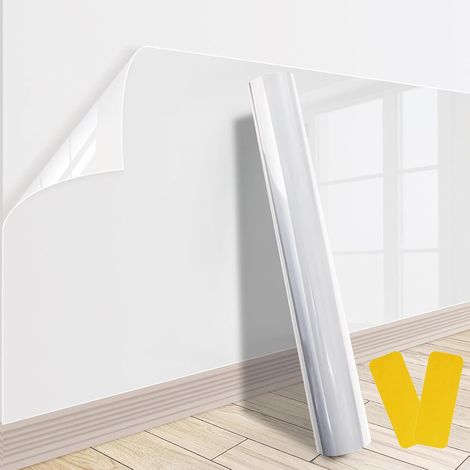 Film de protection mural autocollant - 40 cm x 10 m - Transparent - Avec 2 raclettes - Autocollant mural statique - Lavable - Protection anti-éclaboussures - Pour murs, cuisine, meubles (1/5)