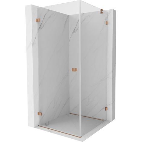 Mexen Lunar-B cabine de douche pivotante gauche 100 x 100 cm, transparent, cuivre brossé - 832-100-100-65-00-L (1/5)