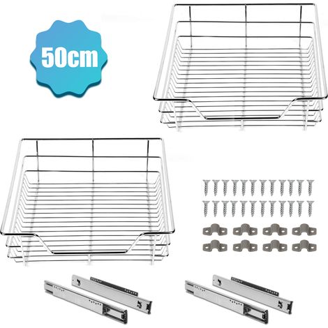 TolleTour 6X Cassetto telescopico per cucina, cassetto telescopico per armadio da cucina, cassetto sospeso, cassetto argentato 50 cm