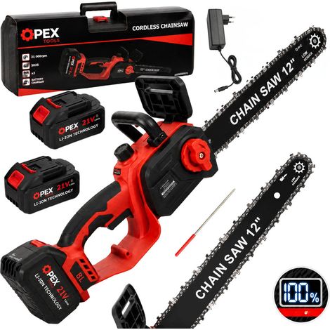 Scie à chaîne sans fil scie électrique 12" 2x 21 v 3 ah coffret (1/5)