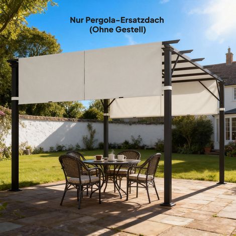 Toiture de remplacement pour pergola avec protection UV, protection solaire pour toit de terrasse de pavillon de 3 x 3 m, blanc crème