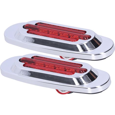 Feux latéraux 16 LED avec garniture chromée, feux de position extérieurs pour voiture, camion et pick-up, lentille rouge, 12V/24V, paire (1/5)