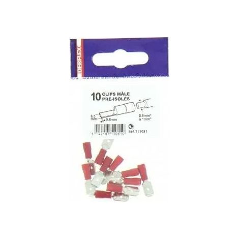 Männliche Clips rot Durchmesser 6.3 mm - 10 Stück