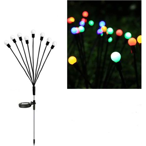 Set of 4 outdoor solar string lights, 8 LEDs, IP65 waterproof, for garden, patio, shrubs, decoration (multicoloured) (1/5)