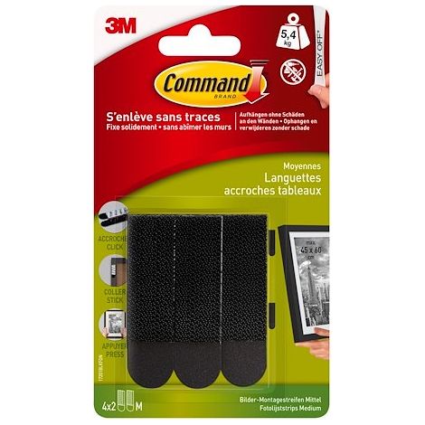 3M Bandes de montage d'images Command noir Contenu: 4 paire(s) W288562 (1/5)