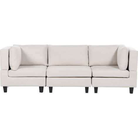 Modulsofa 3-Sitzer UNSTAD Stoff Hellbeige