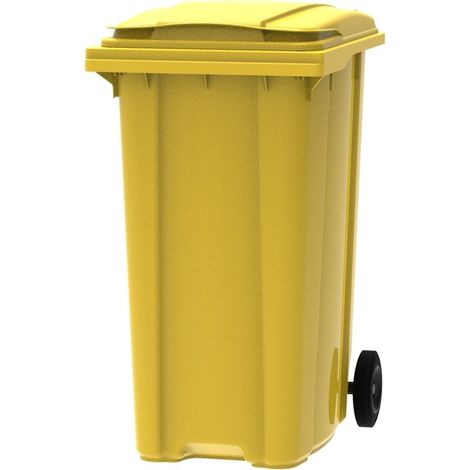 ESE France Conteneur Poubelle à déchets 2 roues - 360L - Robuste et Économique - 100% Recyclé - Jaune - Fabriqué en France (1/5)