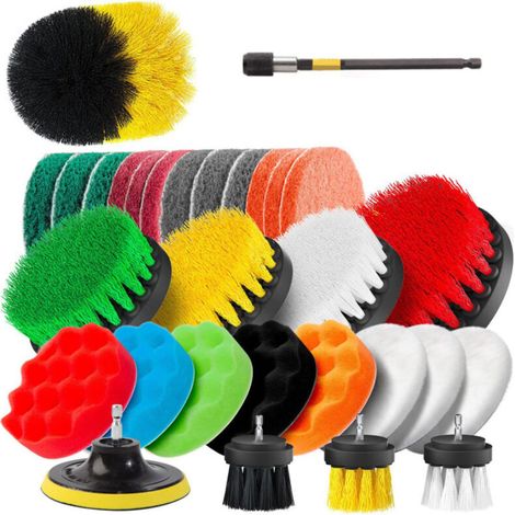 Ensemble de 30 brosses pour perceuse, kit d'accessoires de nettoyage multicolores, brosse de nettoyage multi-usages pour joints, sols, baignoires, douches, carrelages, salles de bain et cuisines (1/5)
