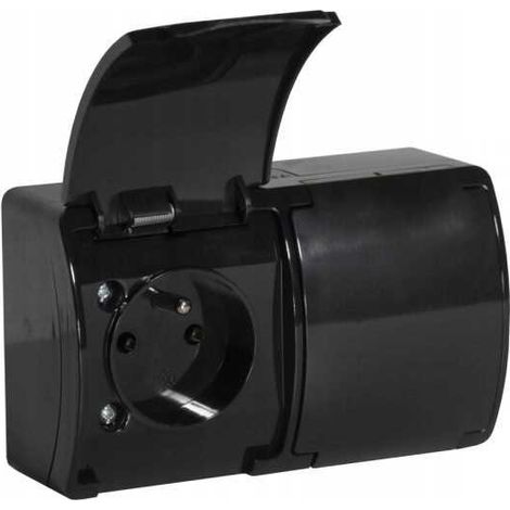 Enchufe doble VG-2 Koala con protección IP44 NT, color negro. (1/2)