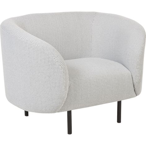 Sillón de poliéster blanco negro bouclé suave patas retro glamour Loen