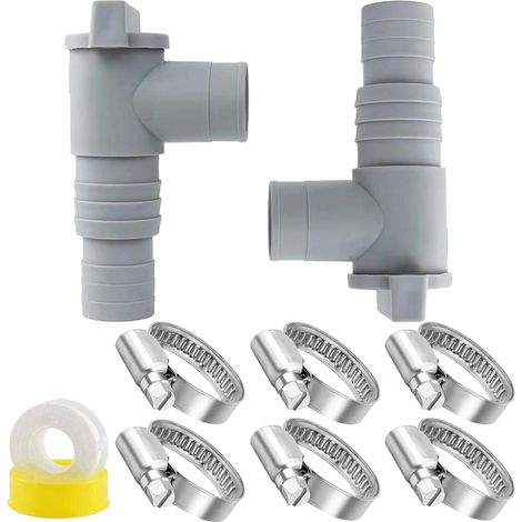 2er Set Pool Absperrhahn 32mm mit Schlauchschellen für Oberirdische Pools