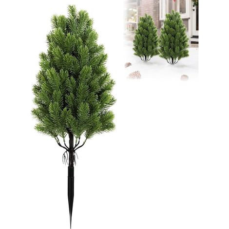 Arbre De Noël Artificiel - Support Avec Branches De Pin - 55 Cm - Pour Intérieur Et Extérieur - Lot De 2 (1/5)