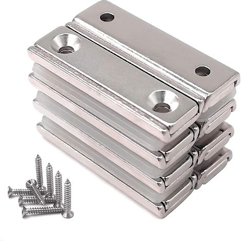 Aimant En Pot - 40 X 13 5 X 5 Mm - Force De Maintien 17 Kgf - Avec Fraisage Et Capsule Métallique - Pour Fixation Domestique Et Industrielle - Lot De 8 (1/5)