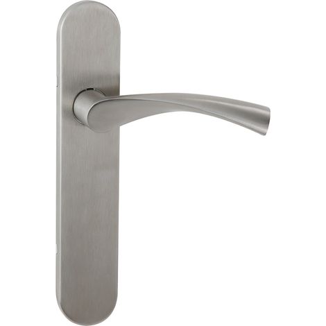 Manilla puerta acero inoxidable ola, placa ovalada, 225x42mm, alta intensidad (1/5)