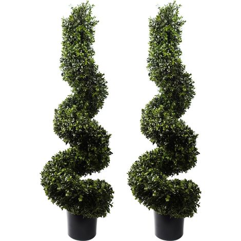 120cm Pair of Spiral Boxwood Artificial Tree UV Resistant Outdoor (1/3)