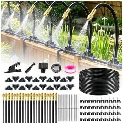 Arrosage Automatique pour Jardin de 20M, Système d’ à 360°, Kit d’Irrigation avec 20 Buses Réglables Jardins,Serres,Plantes Balcon,Aménagement Paysager,Pelouse - (1/5)