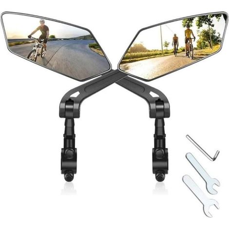 Lot de 2 rétroviseurs de vélo pour côté gauche, avec une surface de miroir extra-large, en verre véritable haute définition (1/5)