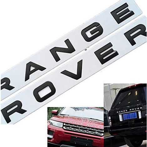 emblème de calandre avant « Range Rover » en fibre de carbone brillante, logo sur le capot et inscription sur le coffre. (1/3)