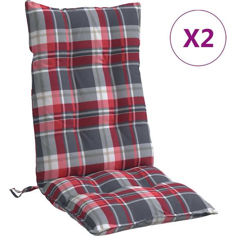 Coussins de chaise à dossier haut lot de 2 motif carreaux rouge (1/5)
