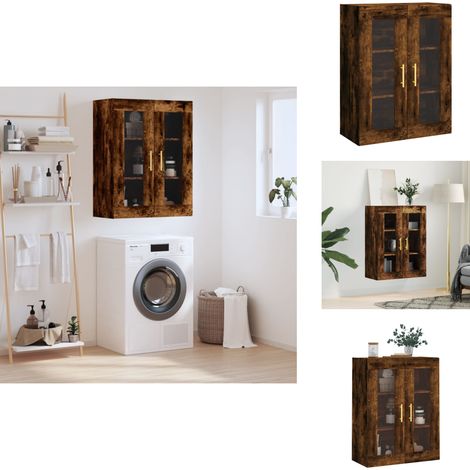Armoire murale chêne fumé 69,5x34x90 cm - Armoire Murale - Meuble De Rangement - Armoire Suspendu - Buffet - Étagère Murale (1/5)