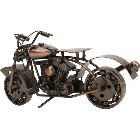 Modèle de moto rétro en métal, sculpture artisanale de collection en fer forgé vintage, ornement pour les passionnés de moto, décoration de bureau. (1/5)