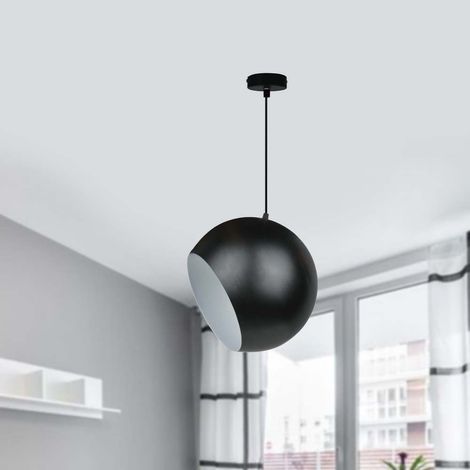 Suspension luminaire lampe LED boule noire design pour plafond en métal (1/2)