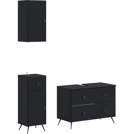 Maison Exclusive - Set di armadietti da bagno in 3 pezzi BREDA Nero (1/5)