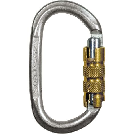 TEUFELBERGER Trilock-Karabiner Stahl Oval EN 362 silber/gold Öffnungsweite 22 mm