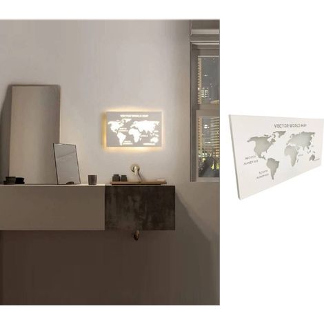 Applique da parete led 13W mappa mondo geografica rettangolare bianco design moderno luce bianca naturale calda (1/5)