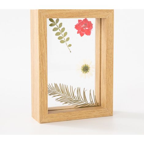 Cadre de spécimen de fleurs et de feuilles séchées, cadre en bois avec cadre en verre véritable, cadre photo de mariage, décoration photo de bureau (1/5)
