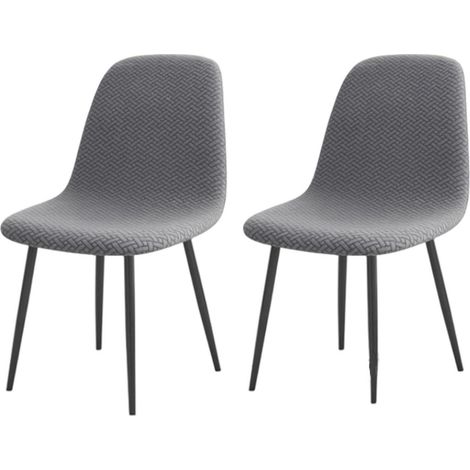 Housses de chaise gris foncé, lot de 2, universelles, lavables, pour salle à manger (1/5)