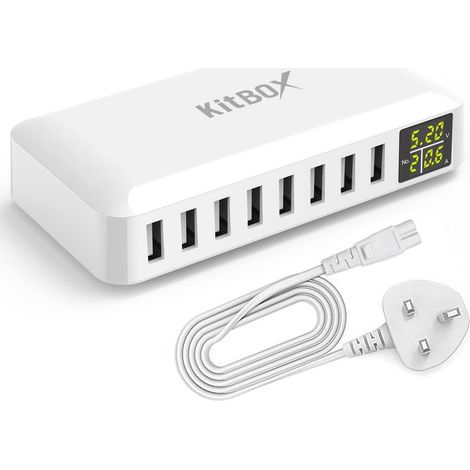 Chargeur USB Multiple Adaptateur Secteur 40 W 8 Port Prise Charge Rapide Aves LED Display Hub USB Alimenté Secteur pour 16 15 Pro Max 14 13 12 11 Android Téléphones Portables etc (1/5)