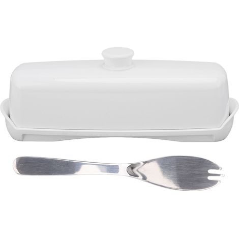 Boîte à beurre en plastique blanc, grande capacité, compacte, avec couvercle et couteau, pour fromage, rangement au réfrigérateur cuisine maison (1/5)