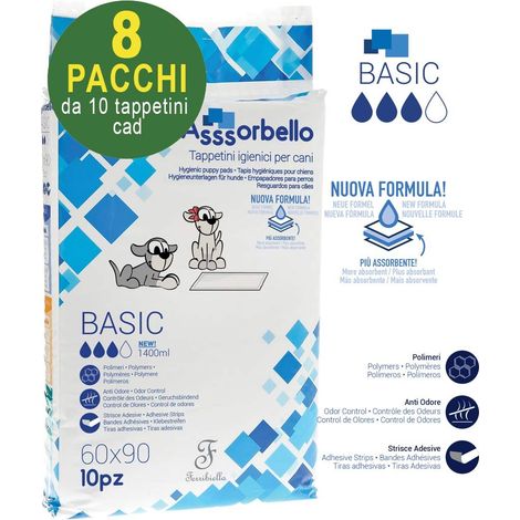 Tappetini igienici Asssorbello Basic 60x90 cm per cani : 8 Conf. 60 x 90 cm (1/2)