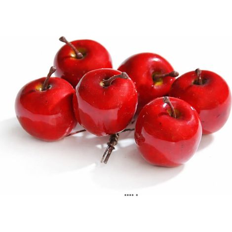 Mini pommes rouges D 3,5cm artificielles en bouquet de 6 (1/3)