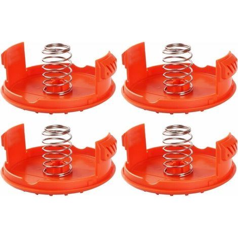 Lot de 4 capuchons de bobine + 4 pièces de rechange pour ressorts compatibles avec les coupe-bordures BLACK+DECKER RC-100-P (1/3)