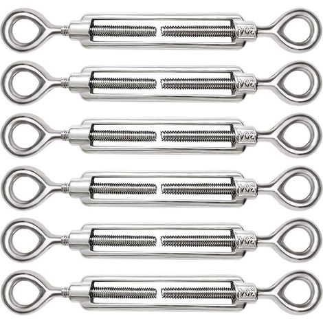6 Pièces Tendeur Cable M5 Tendeur Cable Inox 304 Réglable Oeil de Ridoir et Oeil pour Tendeur de Fil Cable Acier Corde Crochet Tendeur Accessoires (1/5)