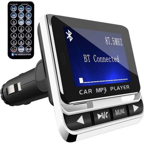 FM12B Car MP3 Bluetooth Player with Large Screen, Multifunctional Card Slot, Remote Control, Car Bluetooth MP3 Player (1/4)