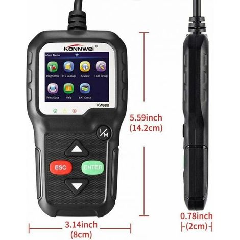 Tester OBDII/OBD2 EOBD II scanner KW680 lettore codice diagnostica centralina