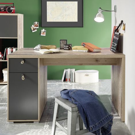Bureau Moleskin 130cm avec 1 porte &amp 1 tiroir -