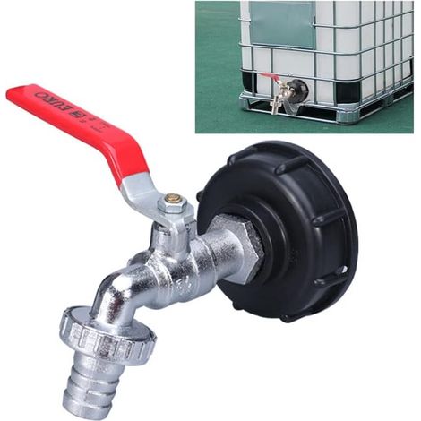 Adaptateur de réservoir pour raccord fileté IBC 1/2", robinet de réservoir pour récupérateur d'eau de pluie, robinet de sortie de robinet