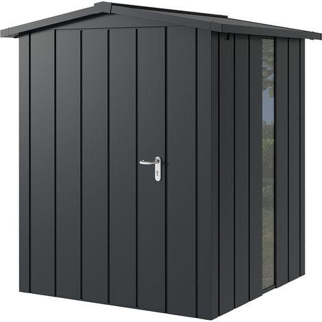 Hörmann Metall-Gerätehaus "Juno" mit Satteldach, JSD2 - Modern, 166 x 166 cm (B x T), anthrazit, mit bodentiefem Fenster, 1-flüglige Tür, Anschlag links (1/5)