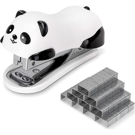 Agrafeuse de bureau Mini Panda Mignonne, capacité 12 feuilles, avec arrache-agrafes intégré (1/4)