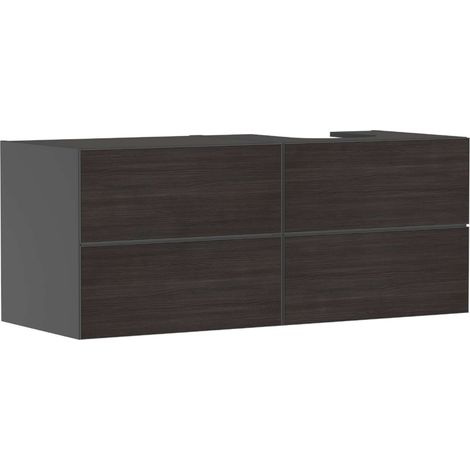 Meuble sous-vasque Xevolos E 1370x555x550mm, couleur gris foncé, finition en bois (1/4)