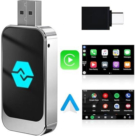 Adaptateur CarPlay sans fil et Android Auto Plug and Play, Type-C et USB pour iOS 10+/Android 11 (1/5)