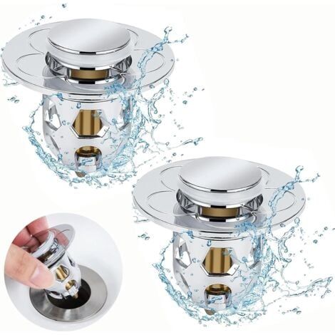 2 Pièces Bouchon de Lavabo Universelle Pop Up Bouchon de Vidage pour Lavabo, Filtre pour Evier Flitre de Vidange Anti-Bloqué(Orifice de Vidange 34-40mm) (1/5)