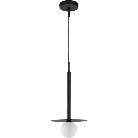 Merano Kentucky Globe Suspension Plafonnier Sandy Métal Noir Verre Opalin LED G9W 1x5W