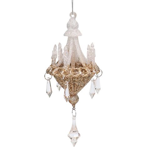 Décoration de sapin de Noël : suspension en forme de lustre en cristal diffusant la lumière pour les fêtes d'hiver (1/5)