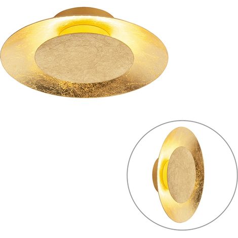 QAZQA sun - LED Plafonnier - 1 lumière - Ø 215 mm - Doré/Laiton - Moderne - éclairage intérieur - Salon I Chambre I Cuisine I Salle à manger (1/4)